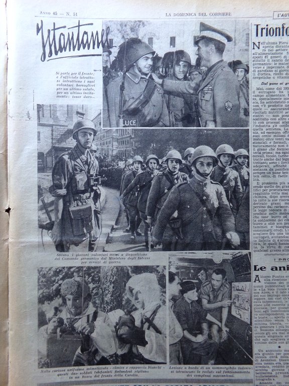 La Domenica del Corriere 19 Dicembre 1943 WW2 Mas Fronte …