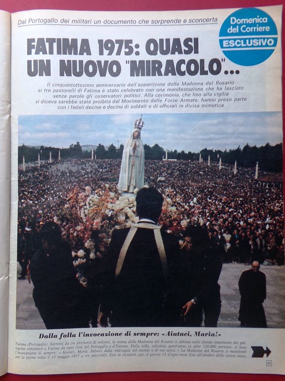 La Domenica del Corriere 19 Giugno 1975 Fatima Marcello Candia …