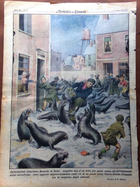 La Domenica del Corriere 2 Aprile 1944 WW2 Cassino Distrutta …