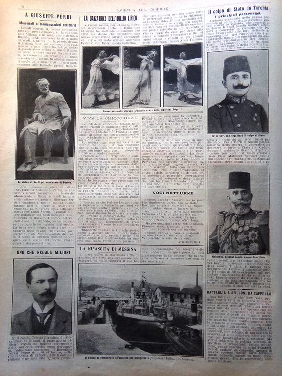 La Domenica del Corriere 2 Febbraio 1913 Turchia Sulcis Parigi …