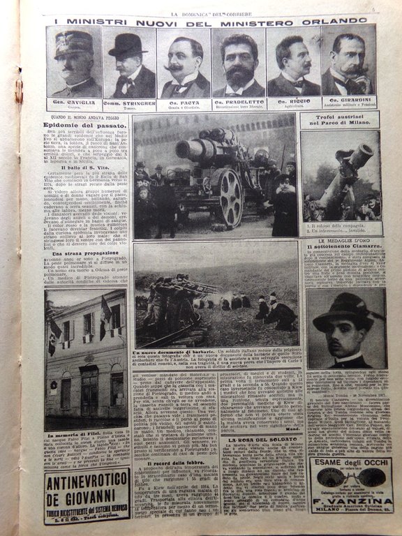 La Domenica del Corriere 2 Febbraio 1919 Conferenza Pace Epidemie …