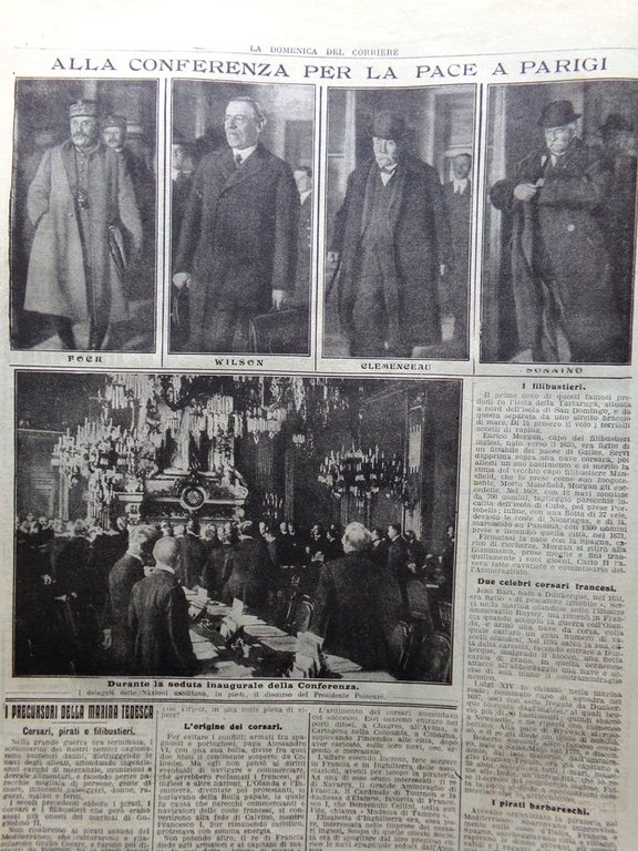 La Domenica del Corriere 2 Febbraio 1919 Conferenza Pace Epidemie …