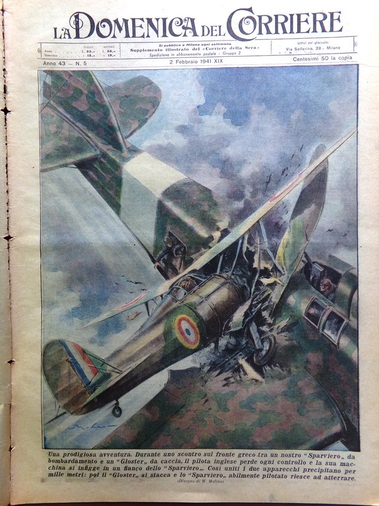 La Domenica del Corriere 2 Febbraio 1941 WW2 Germania Totò …