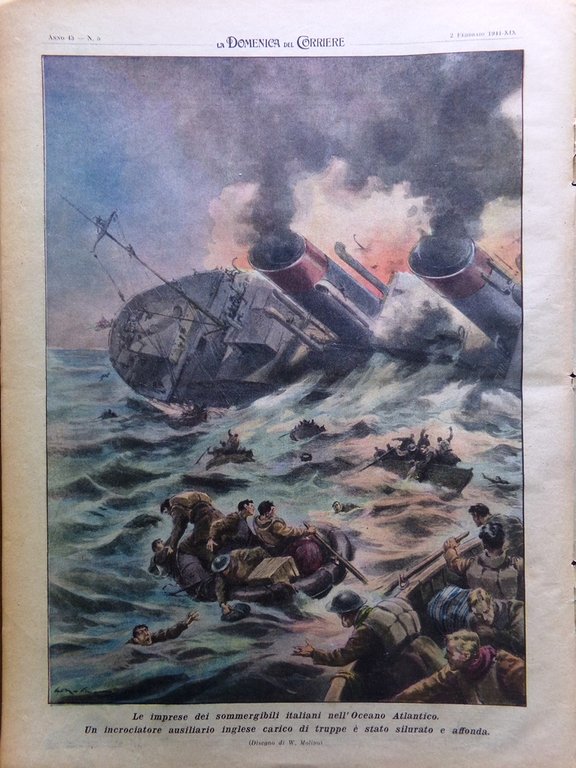 La Domenica del Corriere 2 Febbraio 1941 WW2 Germania Totò …