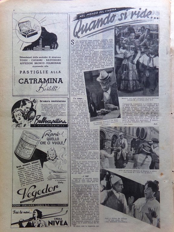 La Domenica del Corriere 2 Febbraio 1941 WW2 Germania Totò …