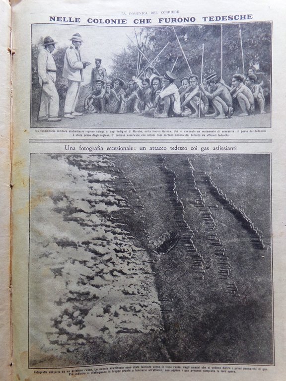 La Domenica del Corriere 2 Gennaio 1916 WW1 Feriti Gas …