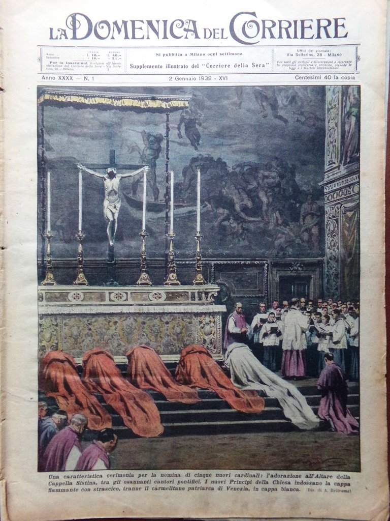La Domenica del Corriere 2 Gennaio 1938 Duce Manciukuò Fantini …
