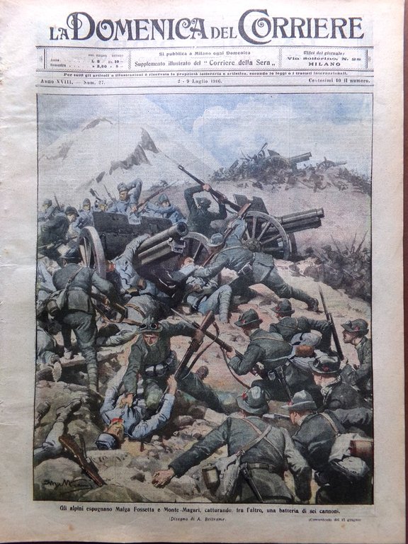 La Domenica del Corriere 2 Luglio 1916 WW1 Alpini Absburgo …