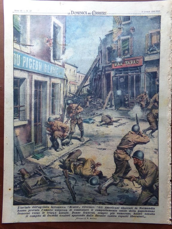 La Domenica del Corriere 2 Luglio 1944 WW2 Inghilterra Dinamite …