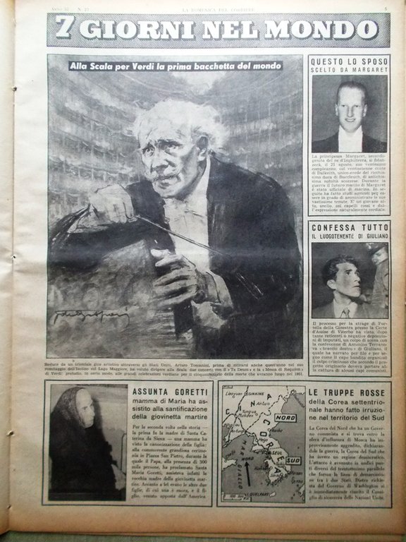 La Domenica del Corriere 2 Luglio 1950 Beltrame Toscanini Goretti …