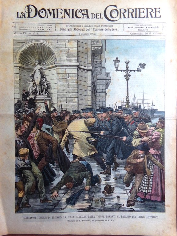 La Domenica del Corriere 2 Marzo 1902 Tumulti Trieste Santos-Dumont … | Immagine Gallery 2