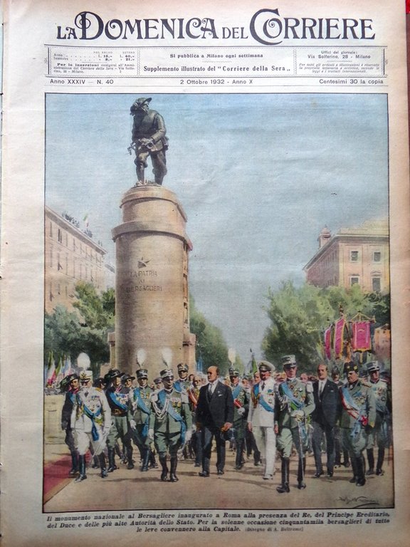 La Domenica del Corriere 2 Ottobre 1932 Donne Oriente Bersaglieri …