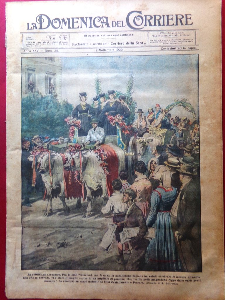 La Domenica del Corriere 2 Settembre 1923 Abruzzo Tiraboschi Motociclette … | Immagine principale