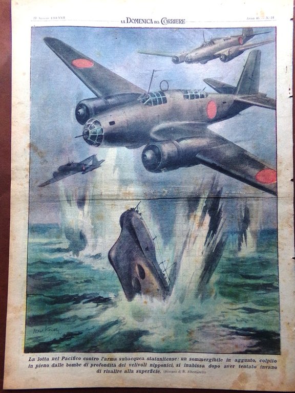 La Domenica del Corriere 20 Agosto 1944 WW2 Ettore Muti …