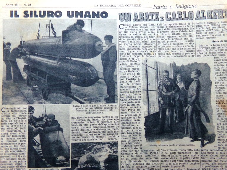 La Domenica del Corriere 20 Agosto 1944 WW2 Ettore Muti …