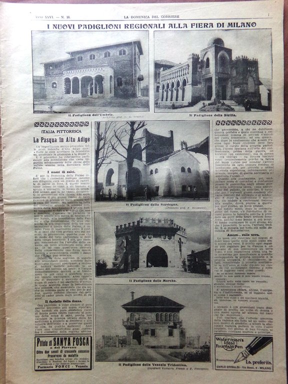 La Domenica del Corriere 20 Aprile 1924 Fiera Milano Marina …