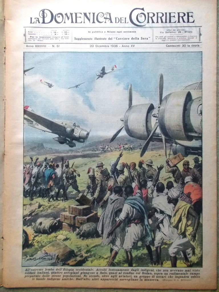 La Domenica del Corriere 20 Dicembre 1936 Morte Pirandello Campari …