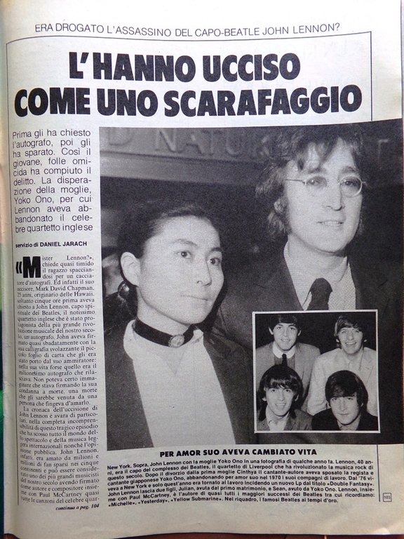 La Domenica del Corriere 20 Dicembre 1980 Bergman John Lennon …