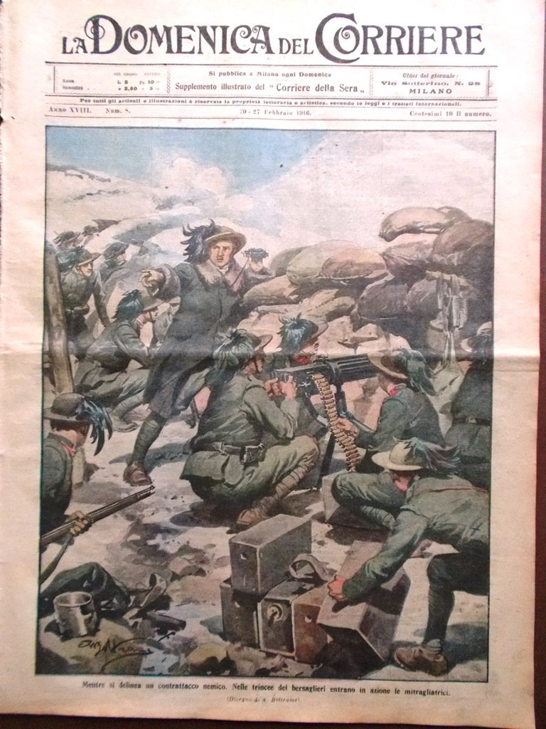 La Domenica del Corriere 20 Febbraio 1916 WW1 Briand Zaino …