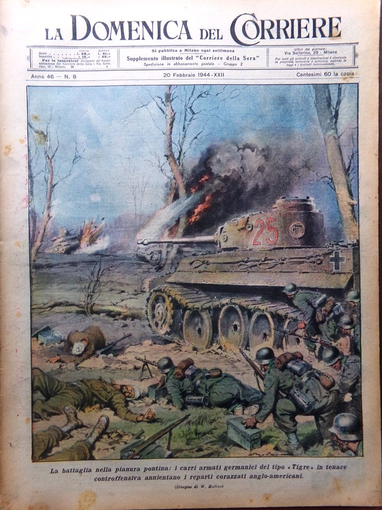 La Domenica del Corriere 20 Febbraio 1944 WW2 Giuramento Barometro …