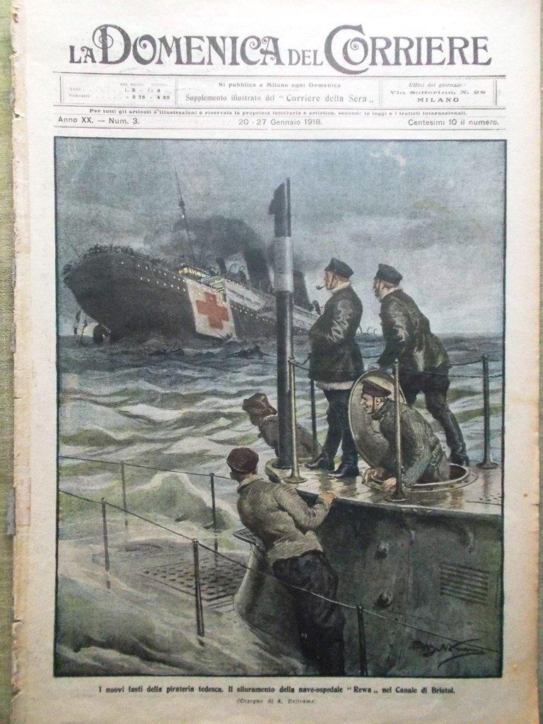 La Domenica del Corriere 20 Gennaio 1918 WW1 Bombe Padova …