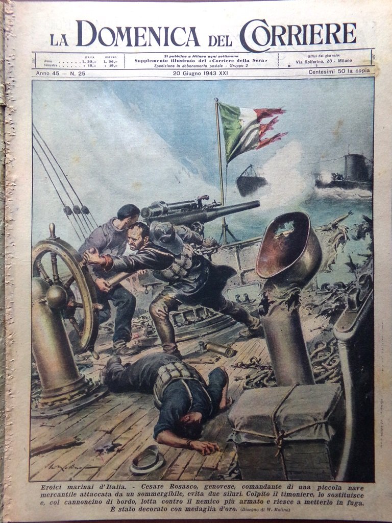 La Domenica del Corriere 20 Giugno 1943 WW2 Cuban Rosasco …