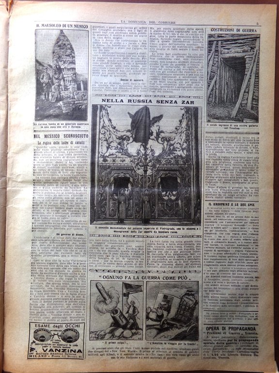 La Domenica del Corriere 20 Maggio 1917 WW1 Russia Messico …