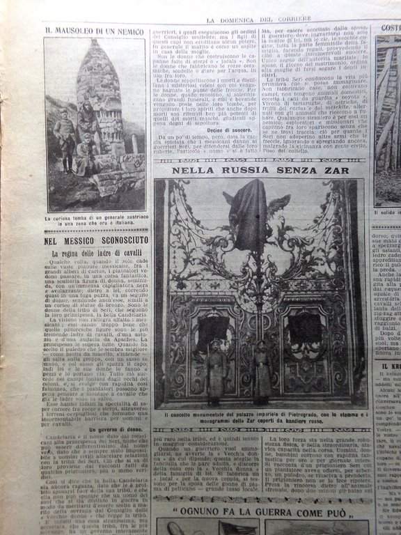 La Domenica del Corriere 20 Maggio 1917 WW1 Russia Messico …