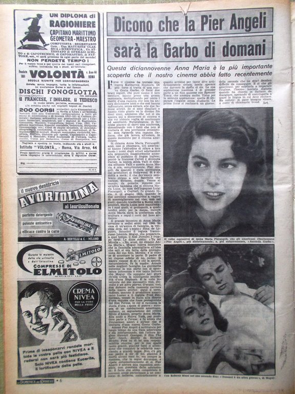 La Domenica del Corriere 20 Maggio 1951 Pierangeli Vespucci Straus …