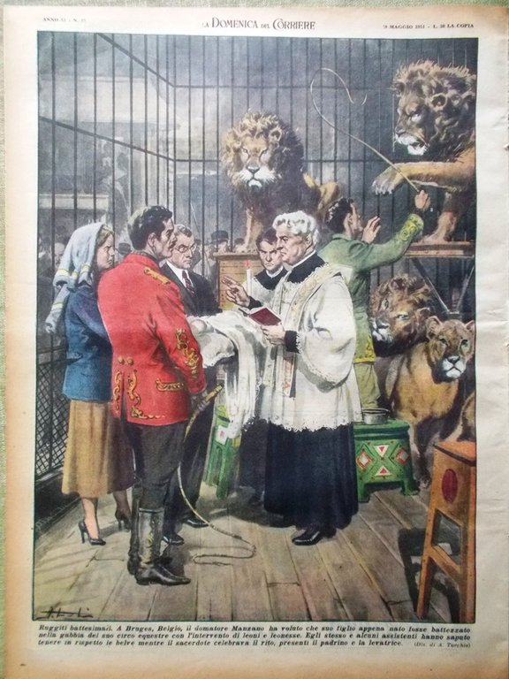 La Domenica del Corriere 20 Maggio 1951 Pierangeli Vespucci Straus …