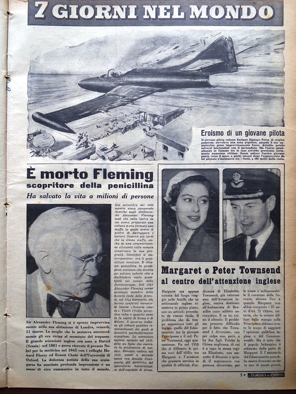 La Domenica del Corriere 20 Marzo 1955 Bersaglieri Fleming Caron …