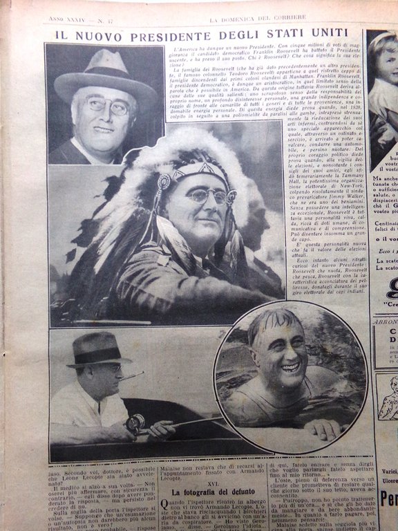 La Domenica del Corriere 20 Novembre 1932 Roosevelt Conte di …