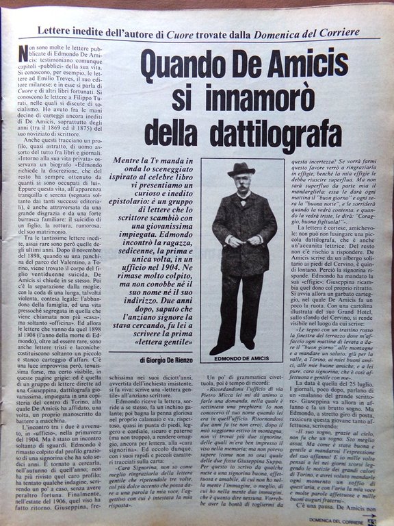 La Domenica del Corriere 20 Ottobre 1984 De Amicis Greta …