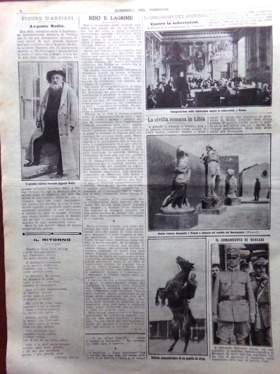 La Domenica del Corriere 21 aprile 1912 Rodin Tubercolosi Istruzione …