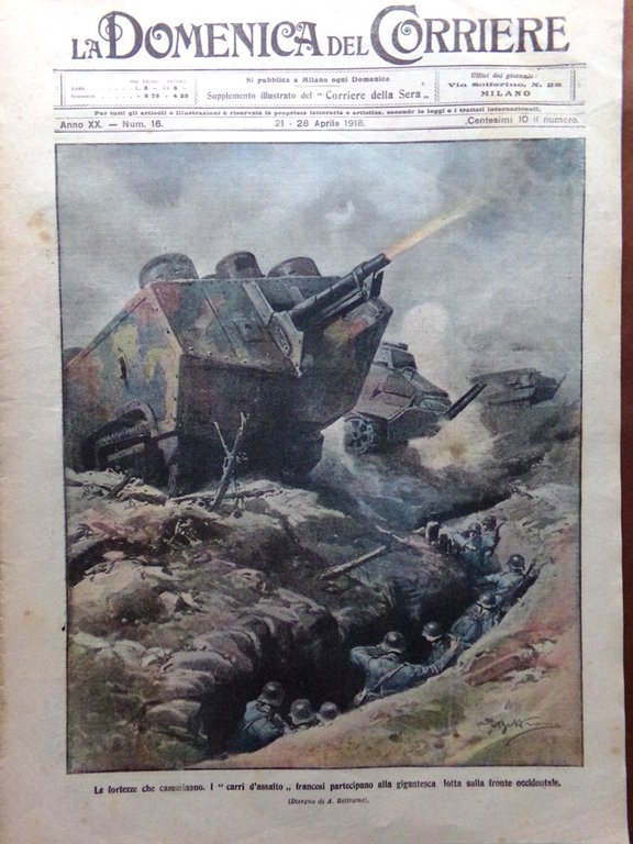 La Domenica del Corriere 21 Aprile 1918 WW1 Fronte Italia …