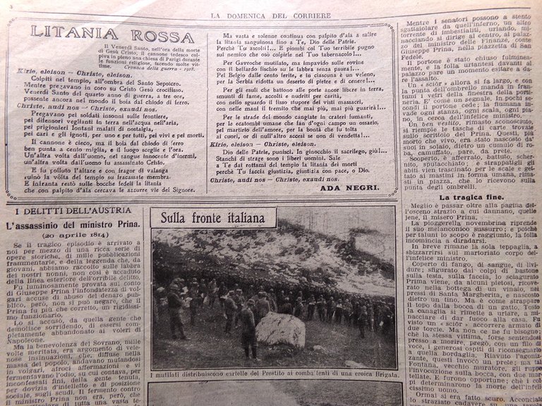 La Domenica del Corriere 21 Aprile 1918 WW1 Fronte Italia …