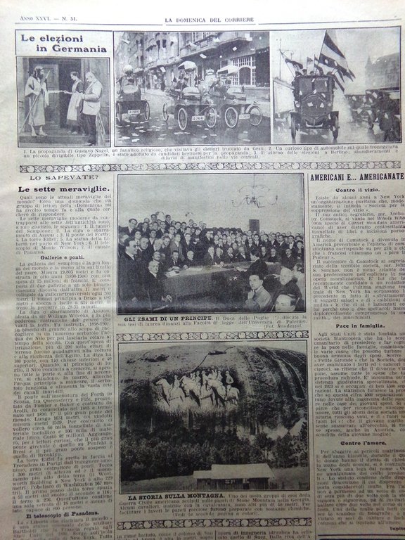 La Domenica del Corriere 21 Dicembre 1924 Elezioni Germania Luna …