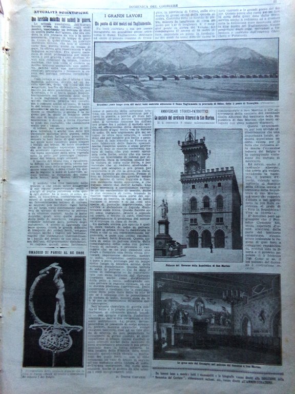 La Domenica del Corriere 21 Febbraio 1915 WW1 Tram Cagliari …