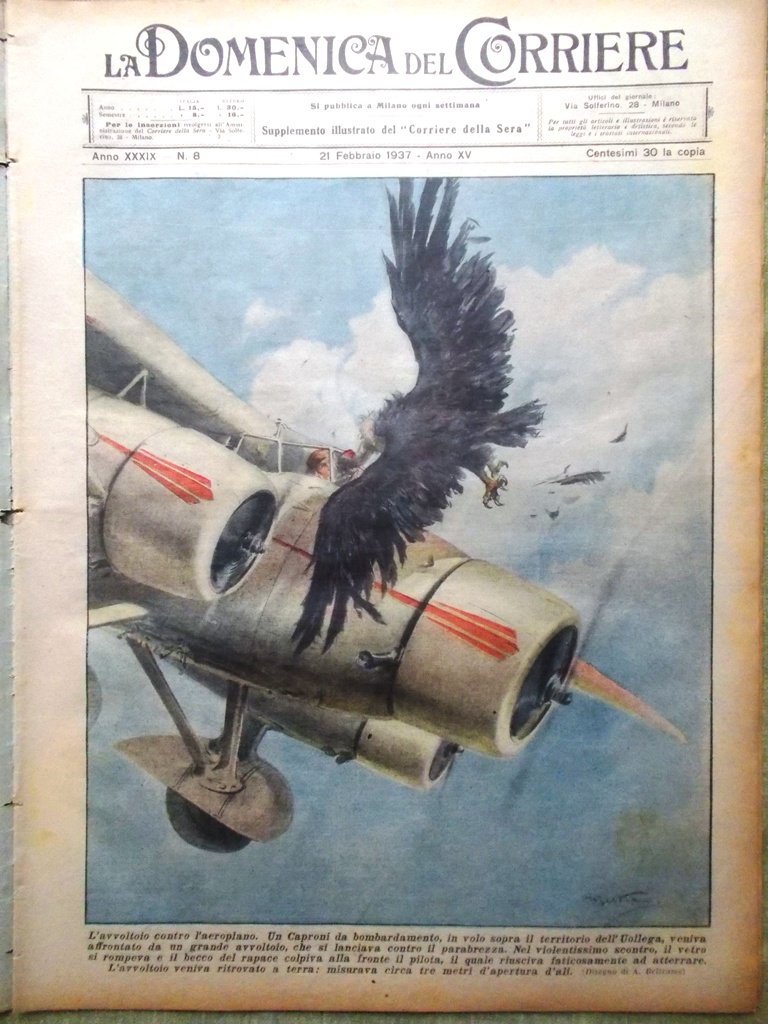 La Domenica del Corriere 21 Febbraio 1937 Maria Hitler Nobel … | Immagine principale