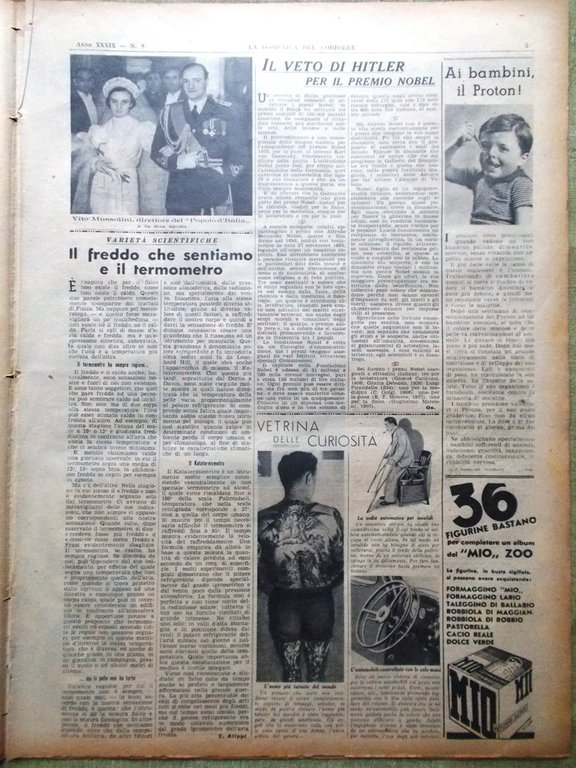 La Domenica del Corriere 21 Febbraio 1937 Maria Hitler Nobel … | Immagine Gallery 2