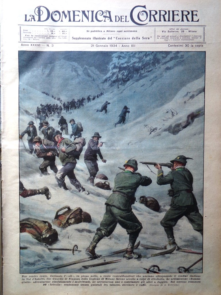 La Domenica del Corriere 21 Gennaio 1934 Mostro Loch Ness …