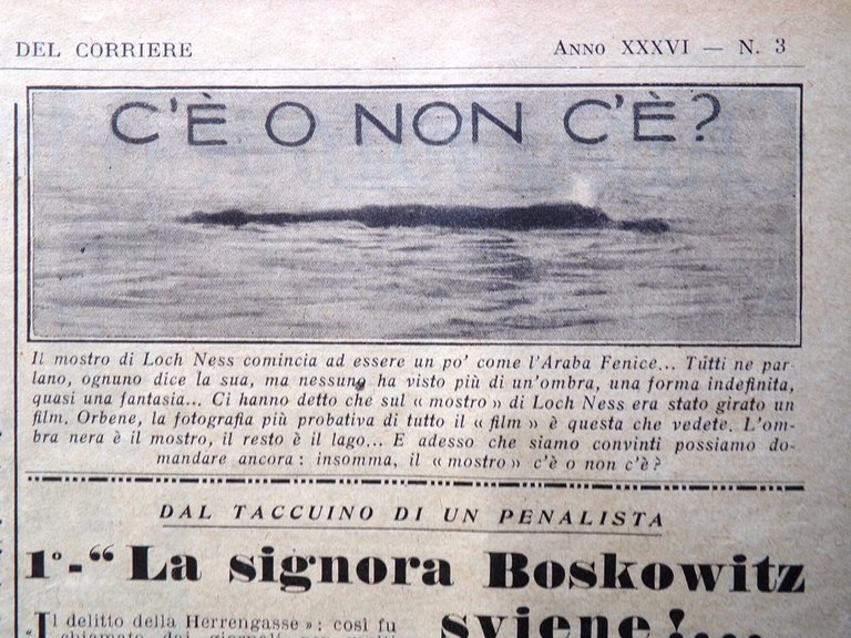 La Domenica del Corriere 21 Gennaio 1934 Mostro Loch Ness …