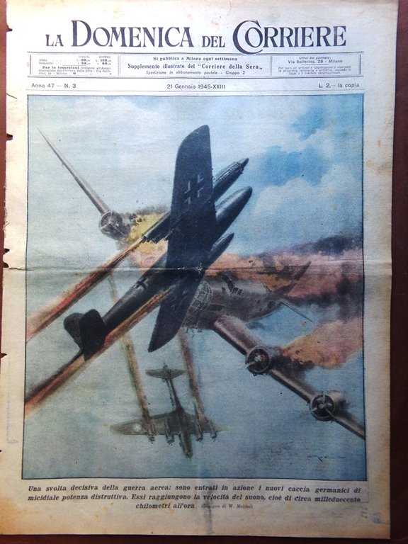 La Domenica del Corriere 21 Gennaio 1945 WW2 Littorio in … | Immagine Gallery 1
