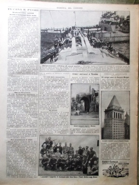 La Domenica del Corriere 21 Gennio 1912 Dubonnet Dupont Morgan …