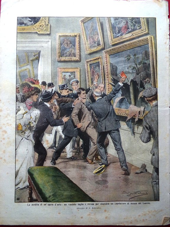 La Domenica del Corriere 21 Luglio 1907 Vandalo al Louvre … | Immagine Gallery 3
