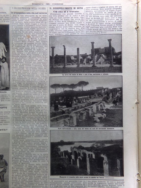 La Domenica del Corriere 21 Luglio 1912 Scavi Ostia Aymarà …