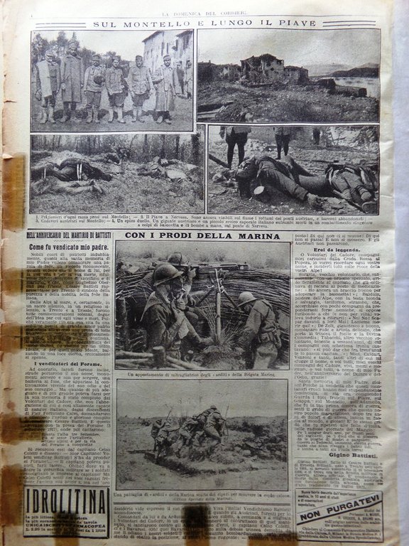 La Domenica del Corriere 21 Luglio 1918 WW1 Scianna Ingresso …