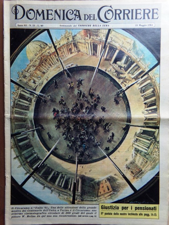 La Domenica del Corriere 21 Maggio 1961 Circarama Giro d'Italia …