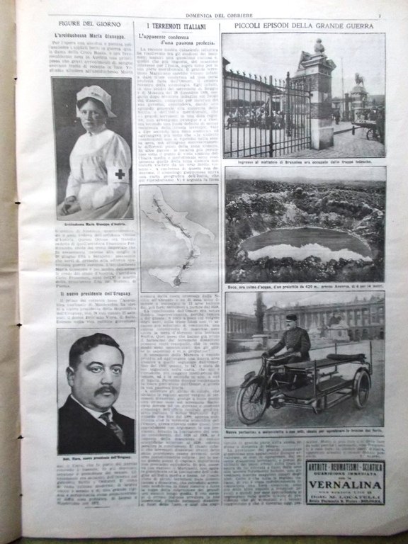 La Domenica del Corriere 21 Marzo 1915 WW1 Dardanelli Spluga …