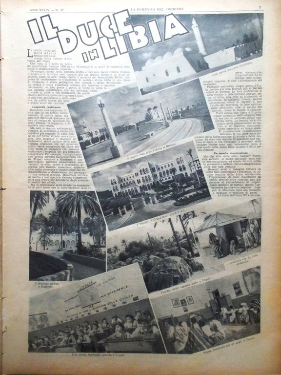 La Domenica del Corriere 21 Marzo 1937 Mussolini in Libia … | Immagine Gallery 3